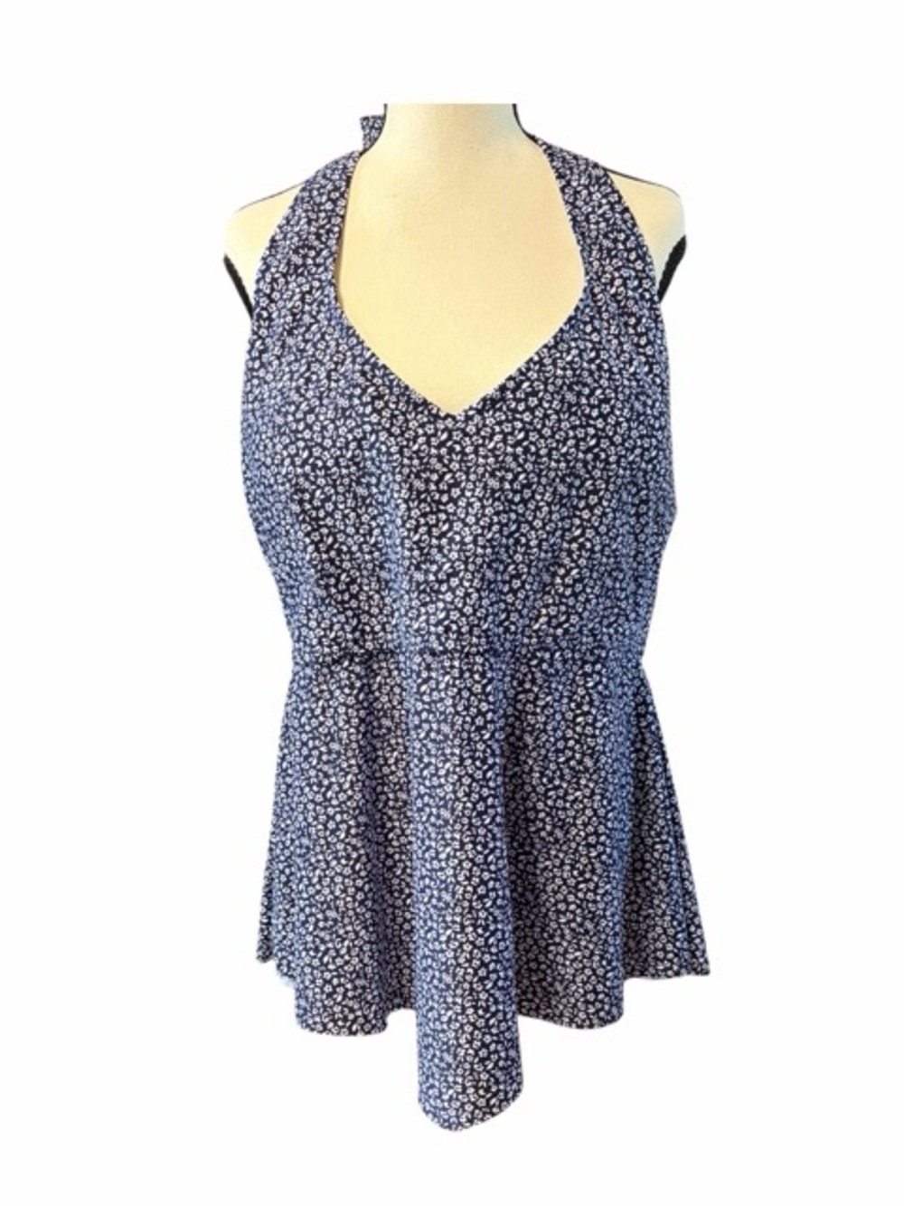 Island‎ Waves Ditsy Floral Halter Tankini Top NWT